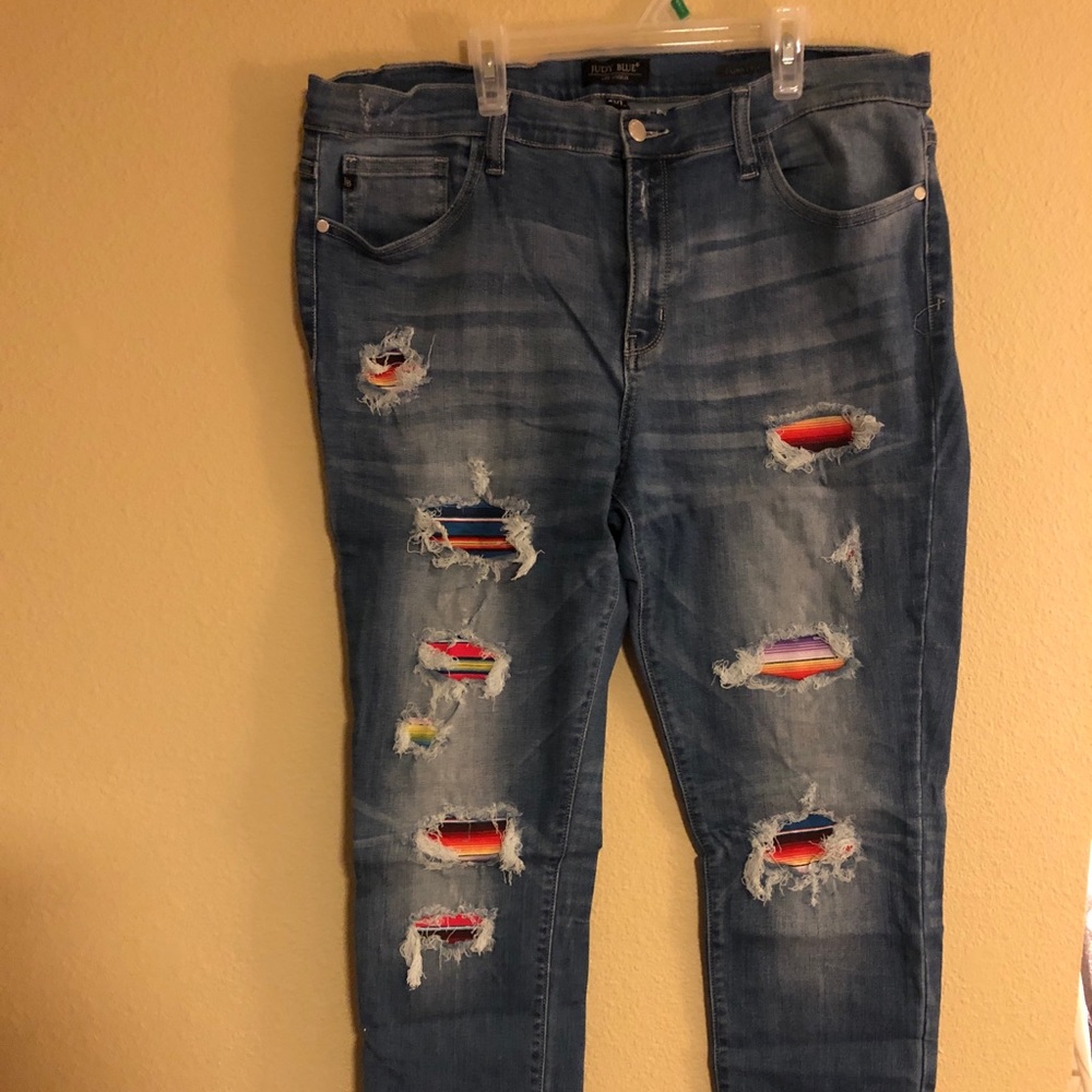 Judy Blue size 2x jeans with rainbow patches